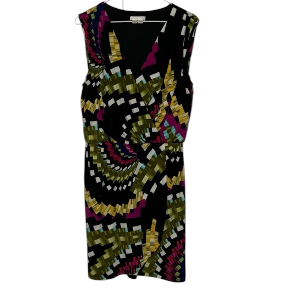 LONDON TIMES Dress Abstract Print Faux Wrap DRESS Women’s SIZE 10